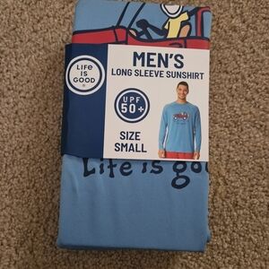Life is Good Men's Small Blue Long Sleeve UPF50+ Sun shirt JEEP Swimwear